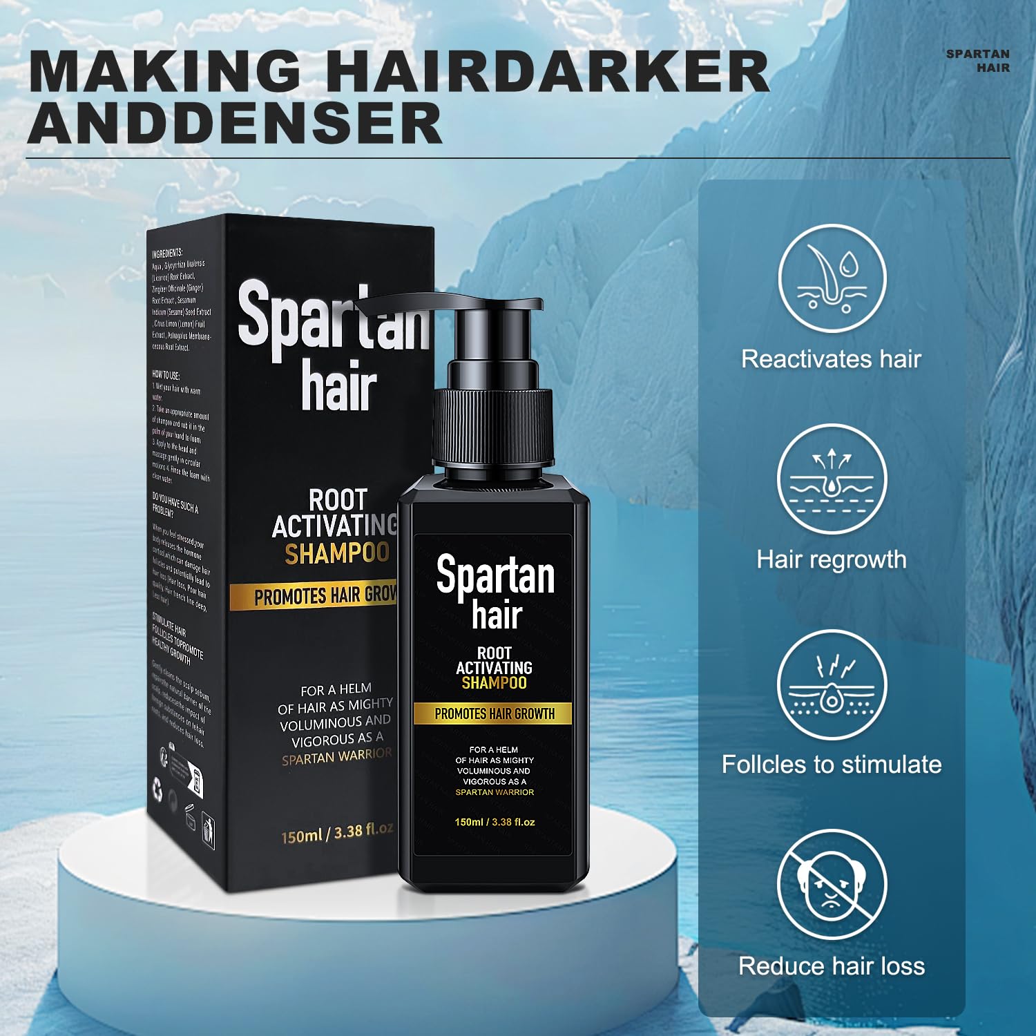 Spartan Hair strengthening and smoothing system shampoo for men and women