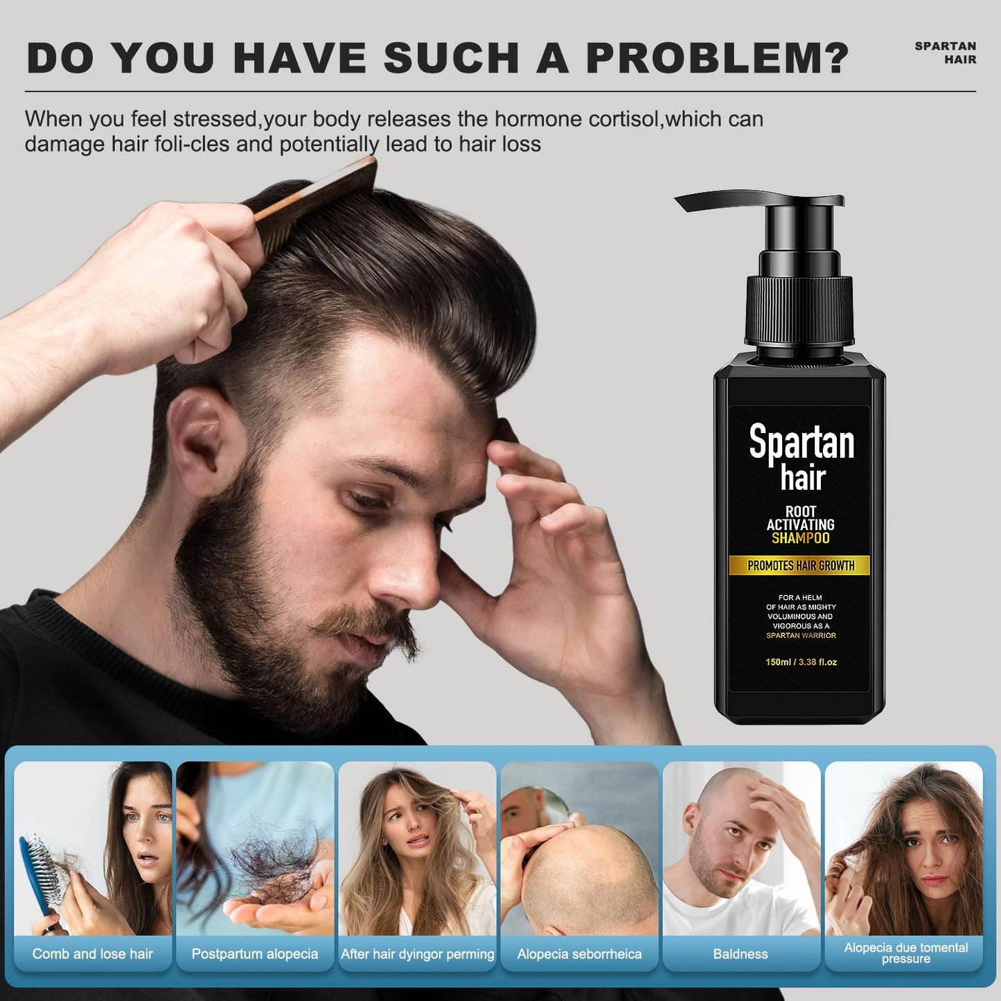 Spartan Hair plant based root activator shampoo back label with directions