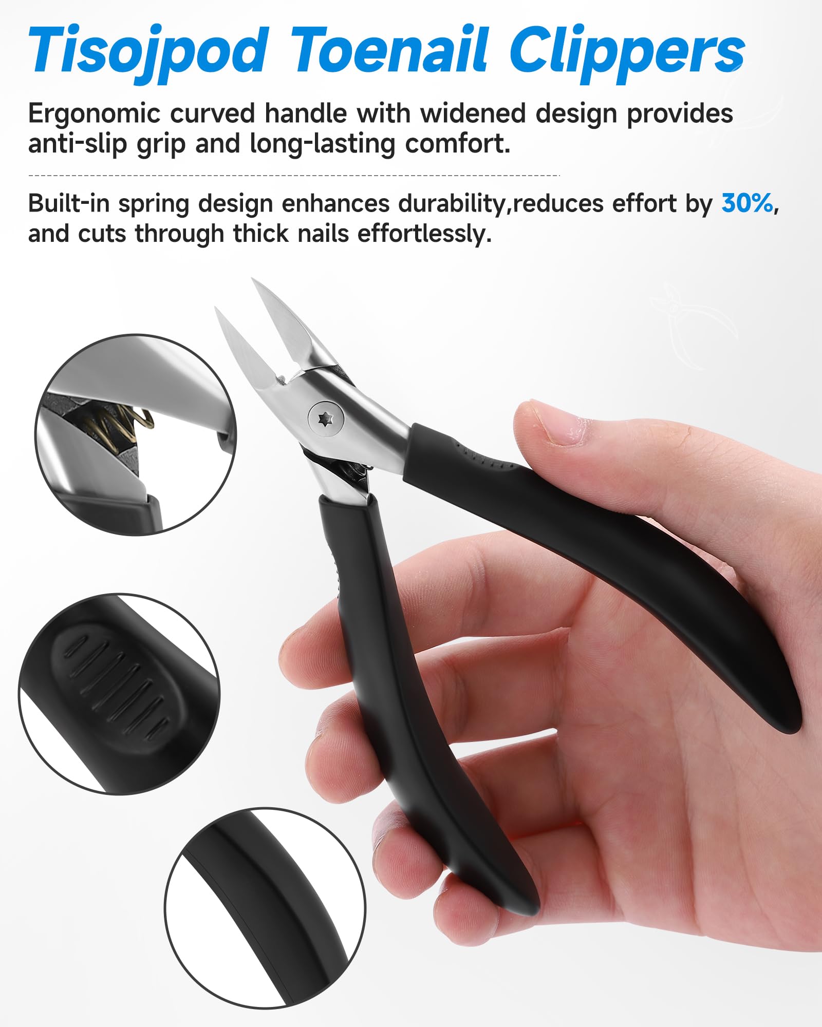 Ergonomic soft grip handle of Tisojpod nail clipper