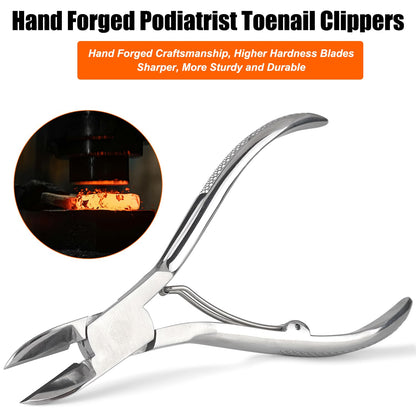 Close up of Feryes stainless steel toenail clipper curved blade