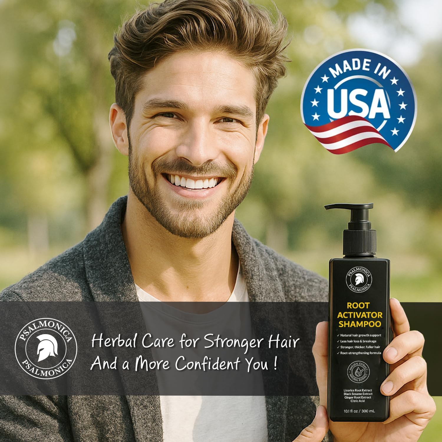 Authentic USA imported Psalmonica premium thickening shampoo bottle packaging