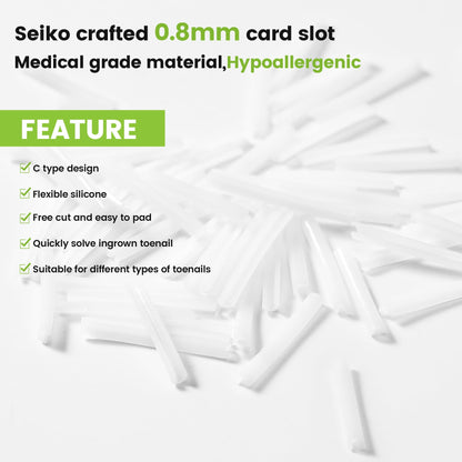 Detailed view of the toenail lifter and applicator tools.