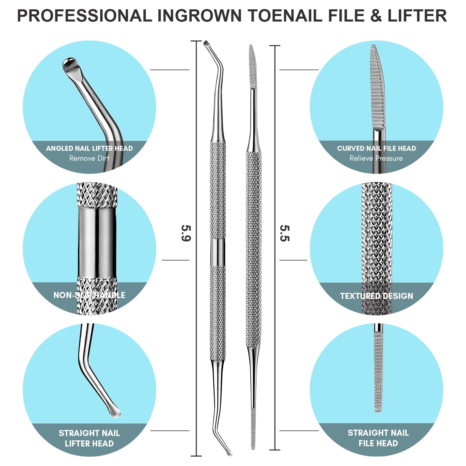 Two piece stainless steel professional pedicure tools