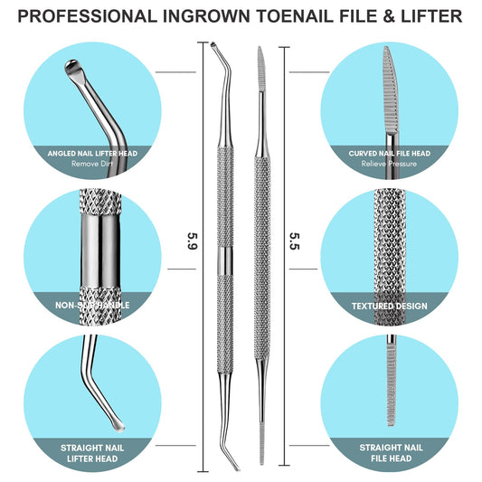 Two piece stainless steel professional pedicure tools