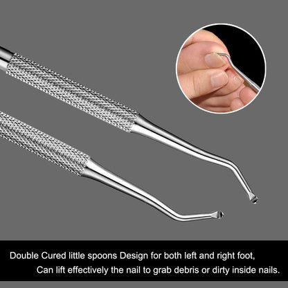 Stainless steel ingrown nail file with curved end