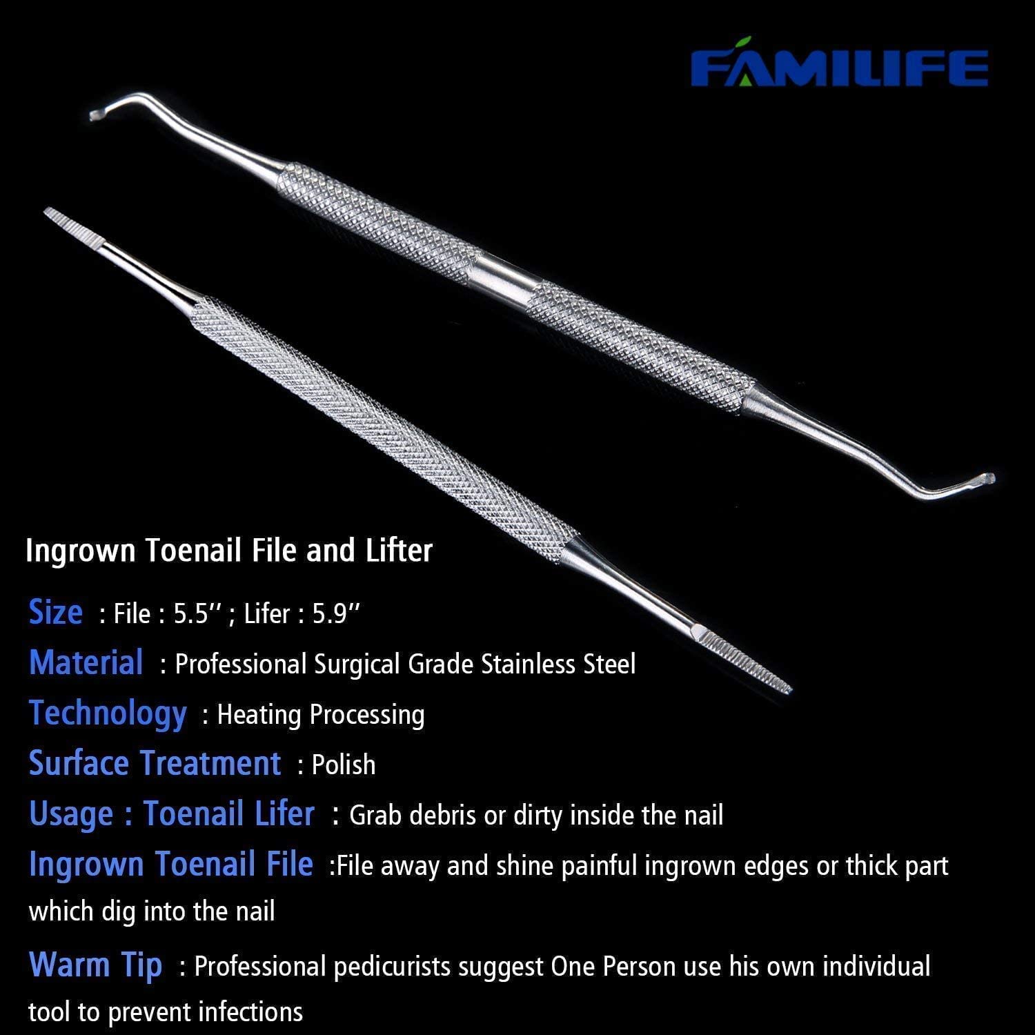 Professional surgical grade stainless steel nail tools