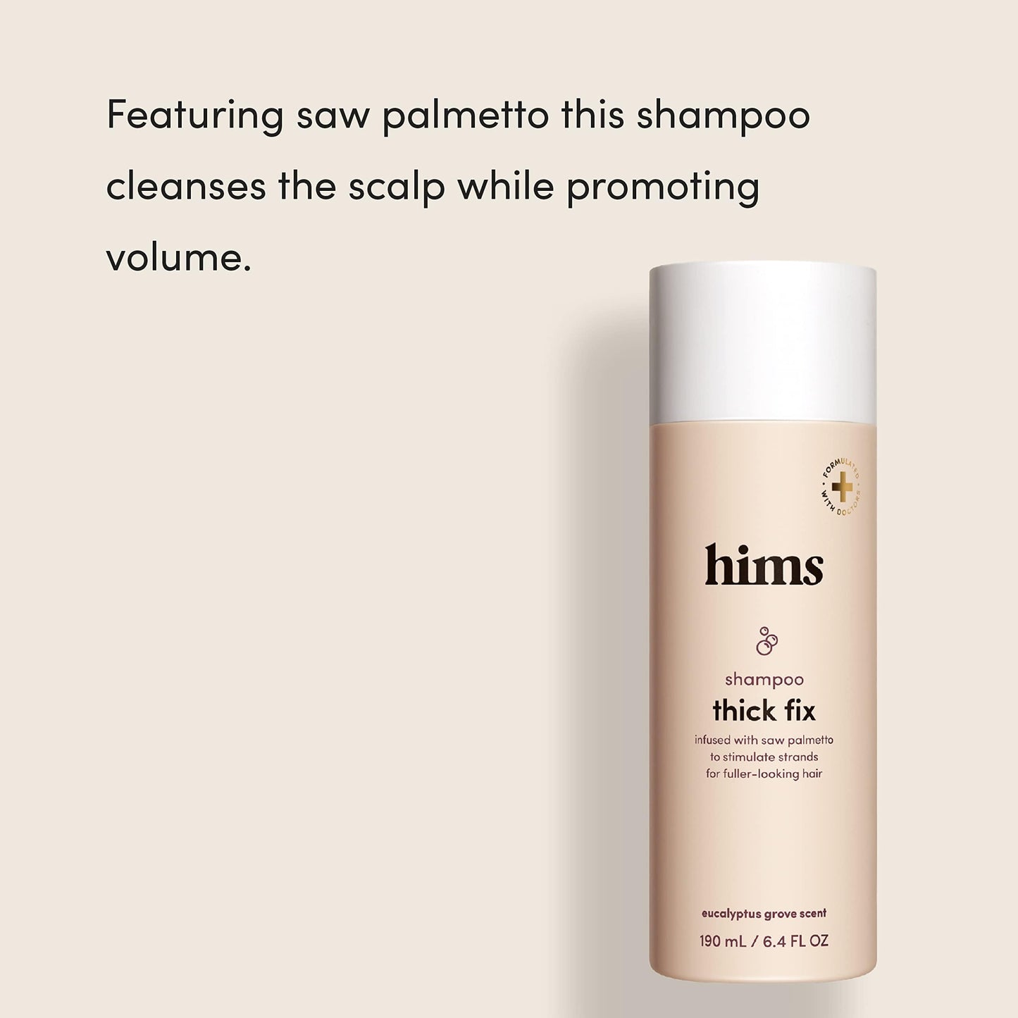 Two count Hims hair loss treatment system containing thickening shampoo and topical foam side by side.