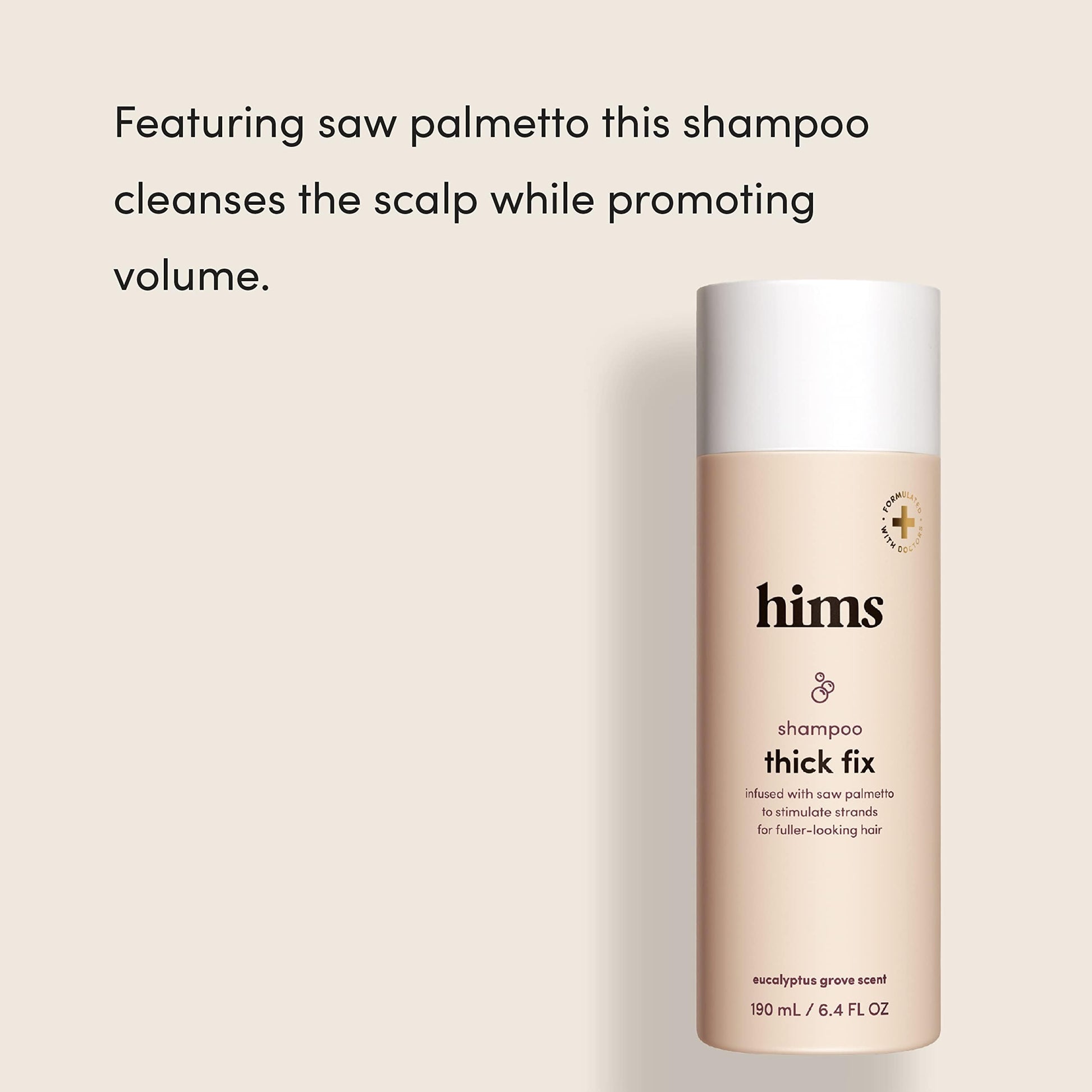 Two count Hims hair loss treatment system containing thickening shampoo and topical foam side by side.
