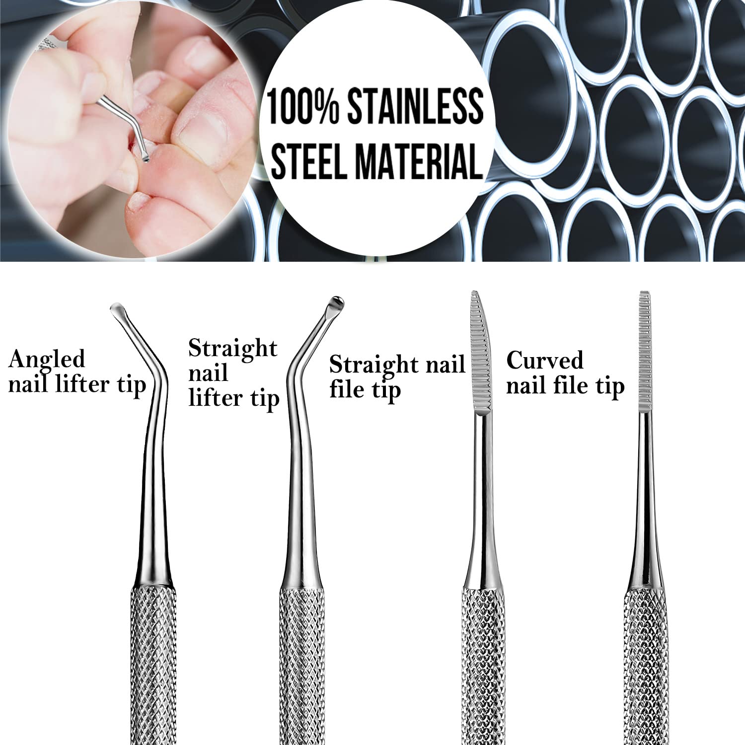 Close up of Familife ingrown toenail removal tools