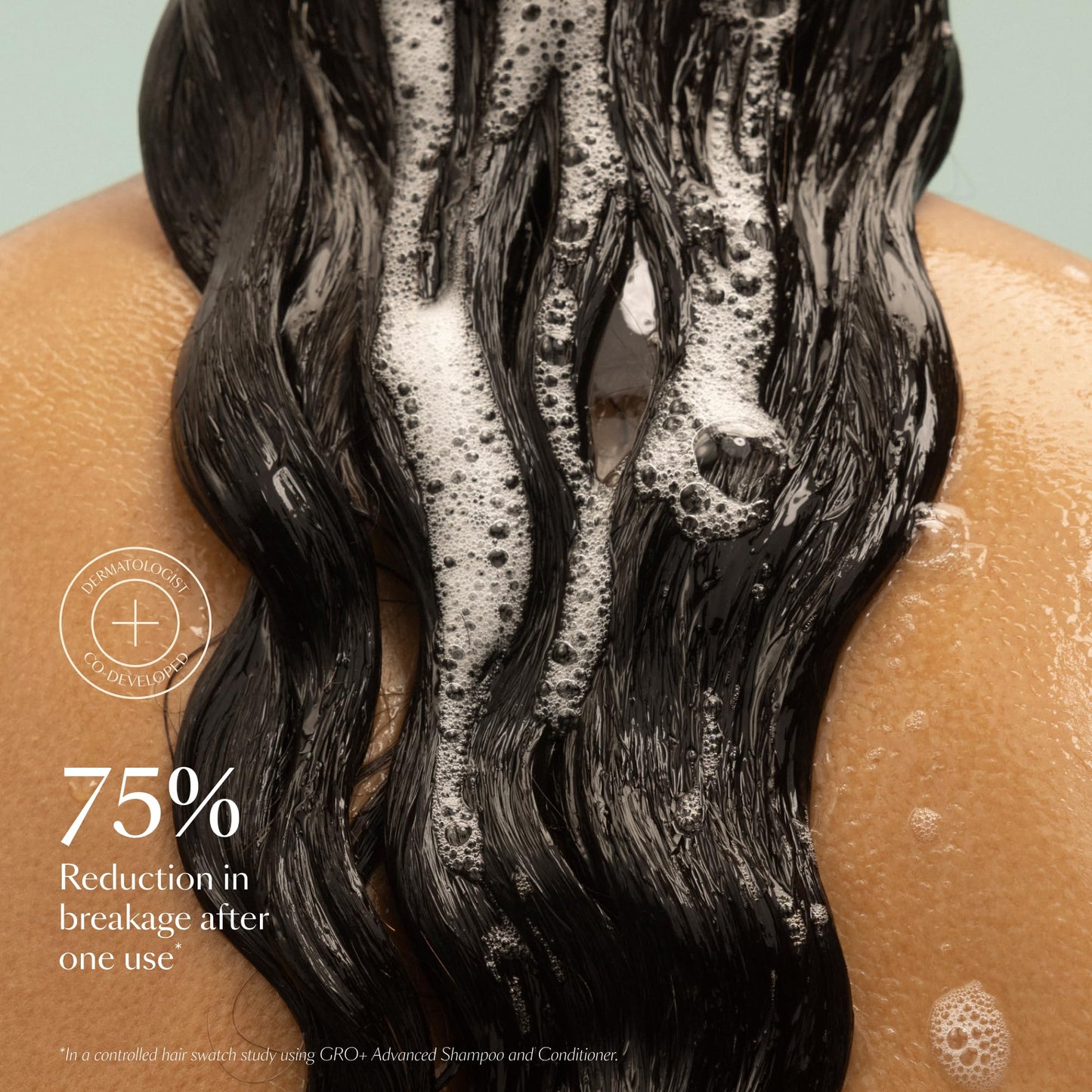 Vegamour GRO+ anti hair fall shampoo container showing 8 fluid ounce size details
