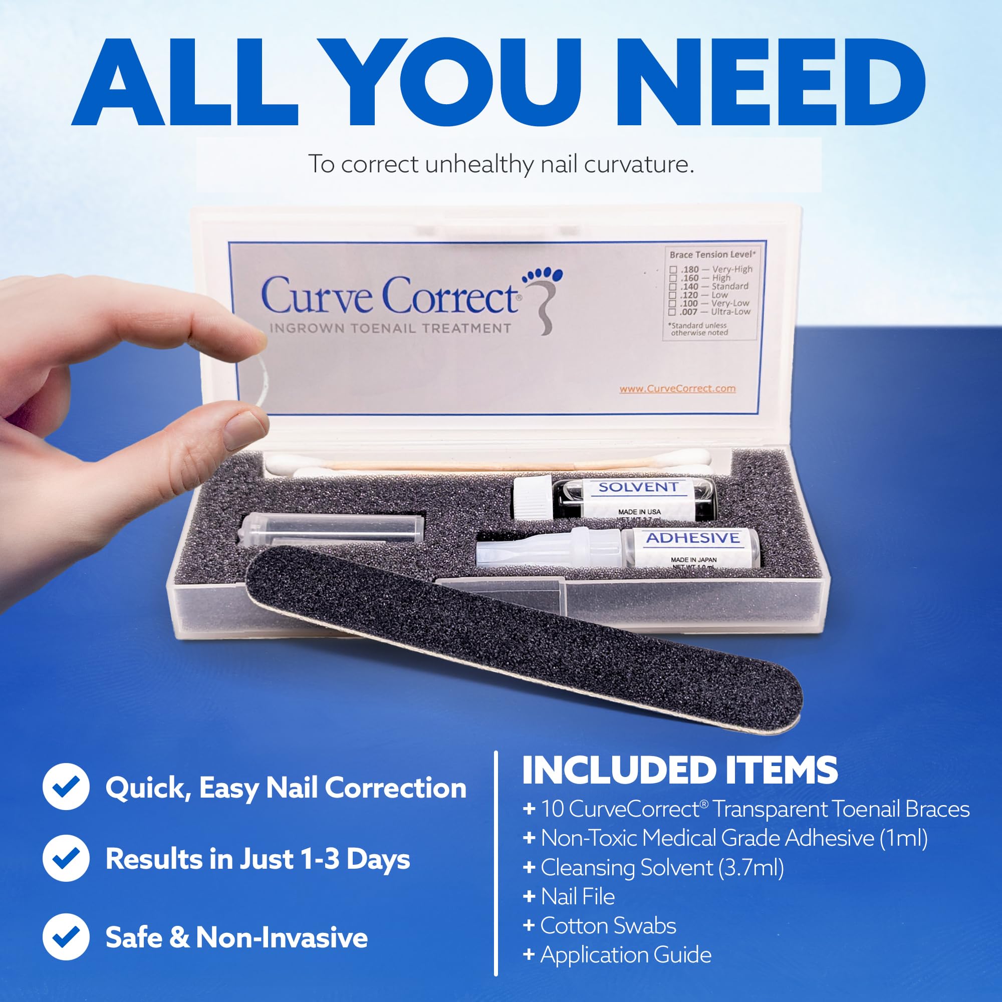CurveCorrect kit box showing USA import quality