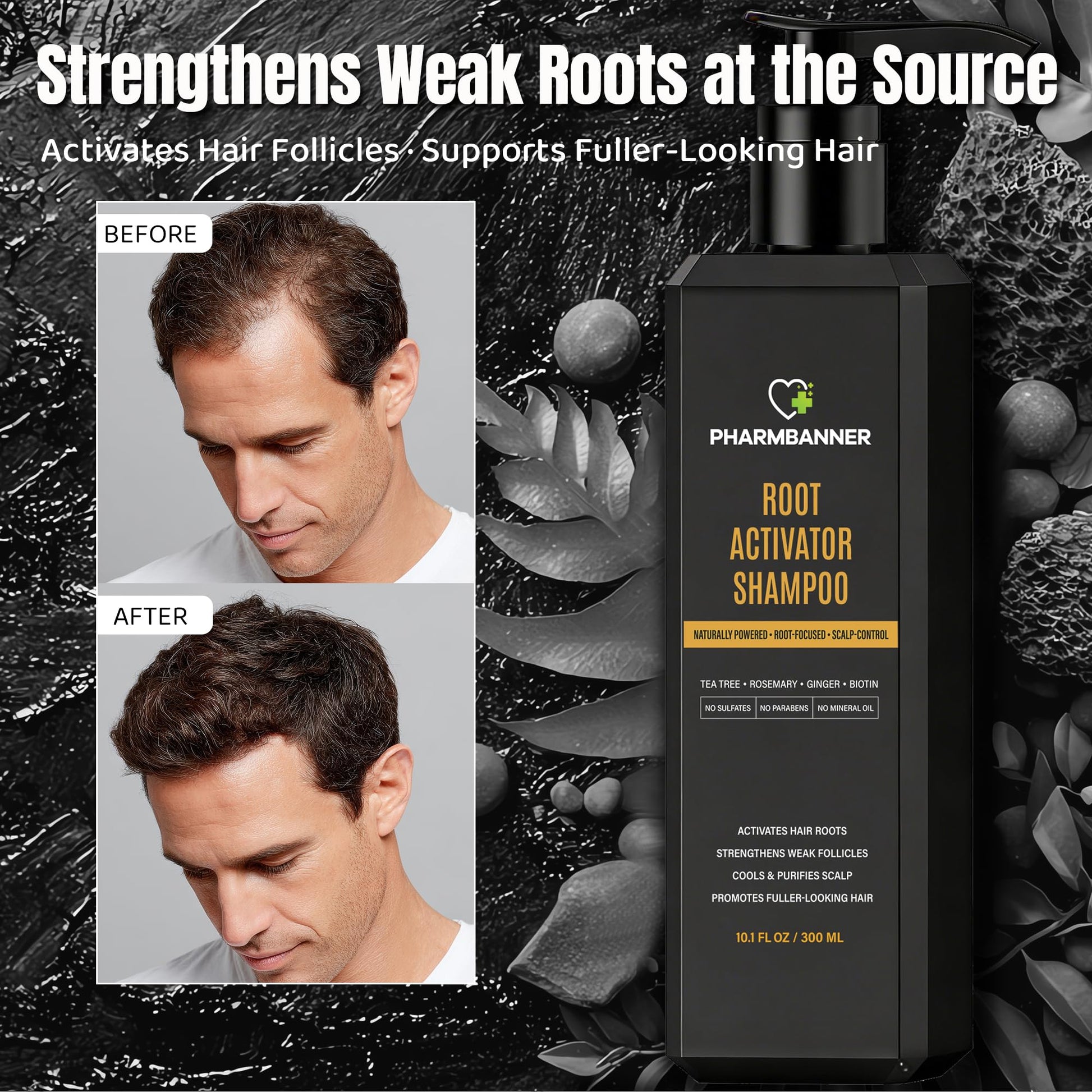 SPARTAN hair growth shampoo for thinning hair displaying natural herbal ingredients label