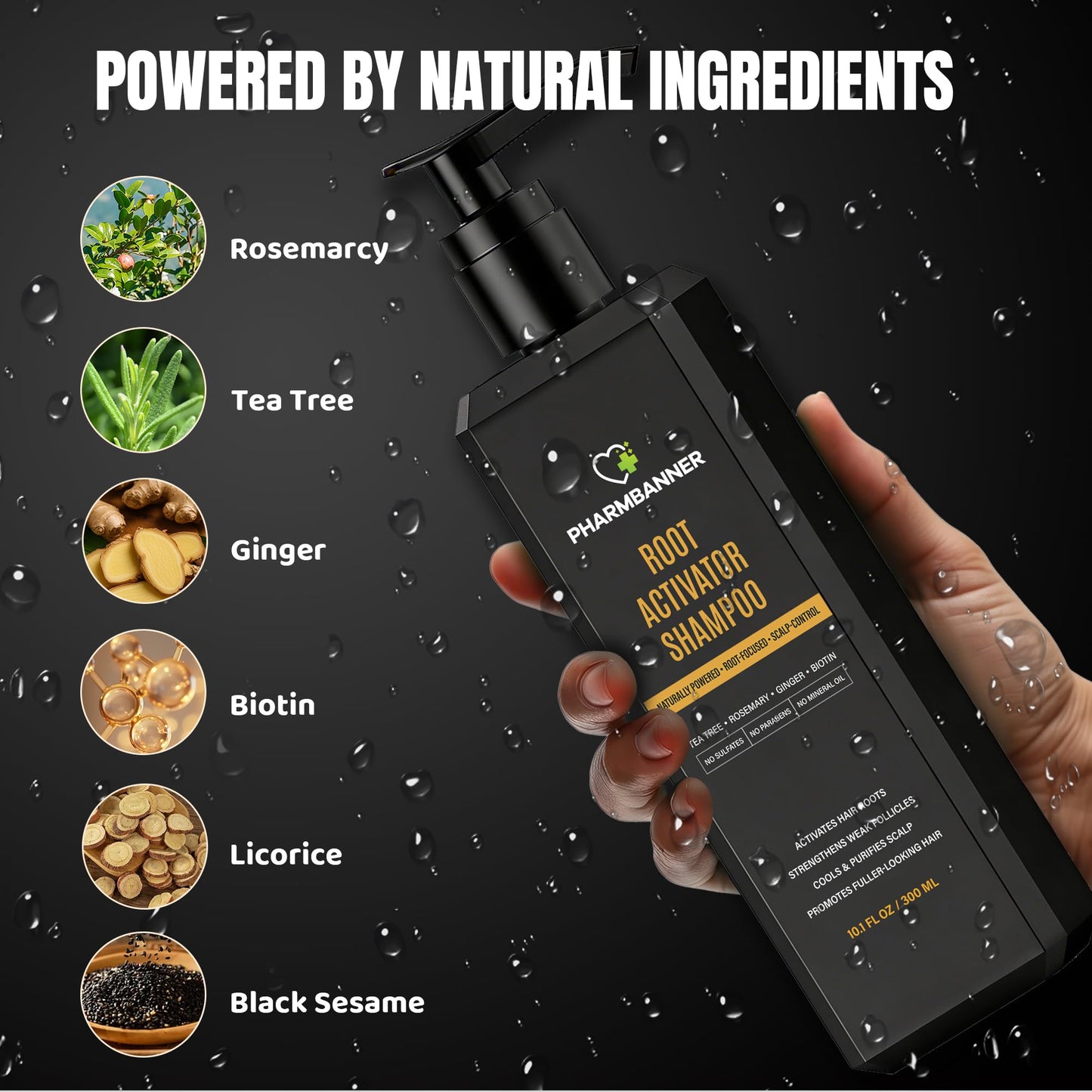 Imported USA biotin and ginger infused shampoo for men's hair regrowth