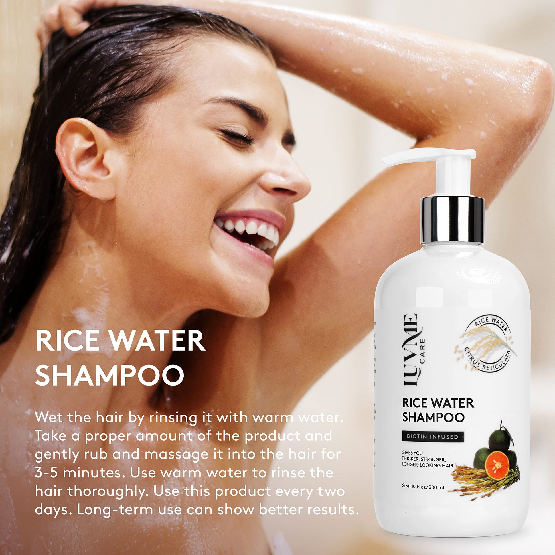 Authentic USA imported rice water shampoo for hair strengthening and scalp care