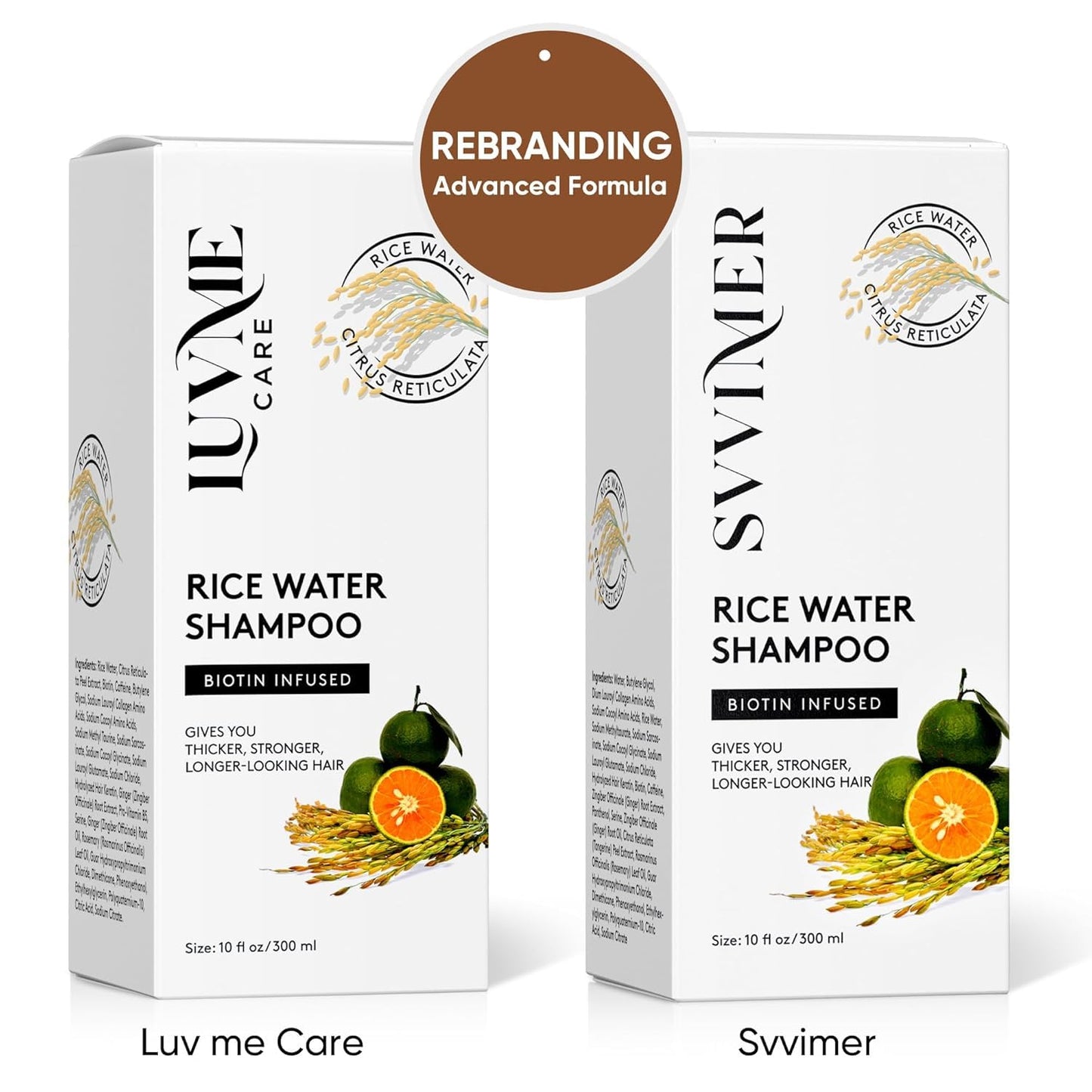 Close up of Luv Me Care sulfate free rice water hair shampoo for men and women