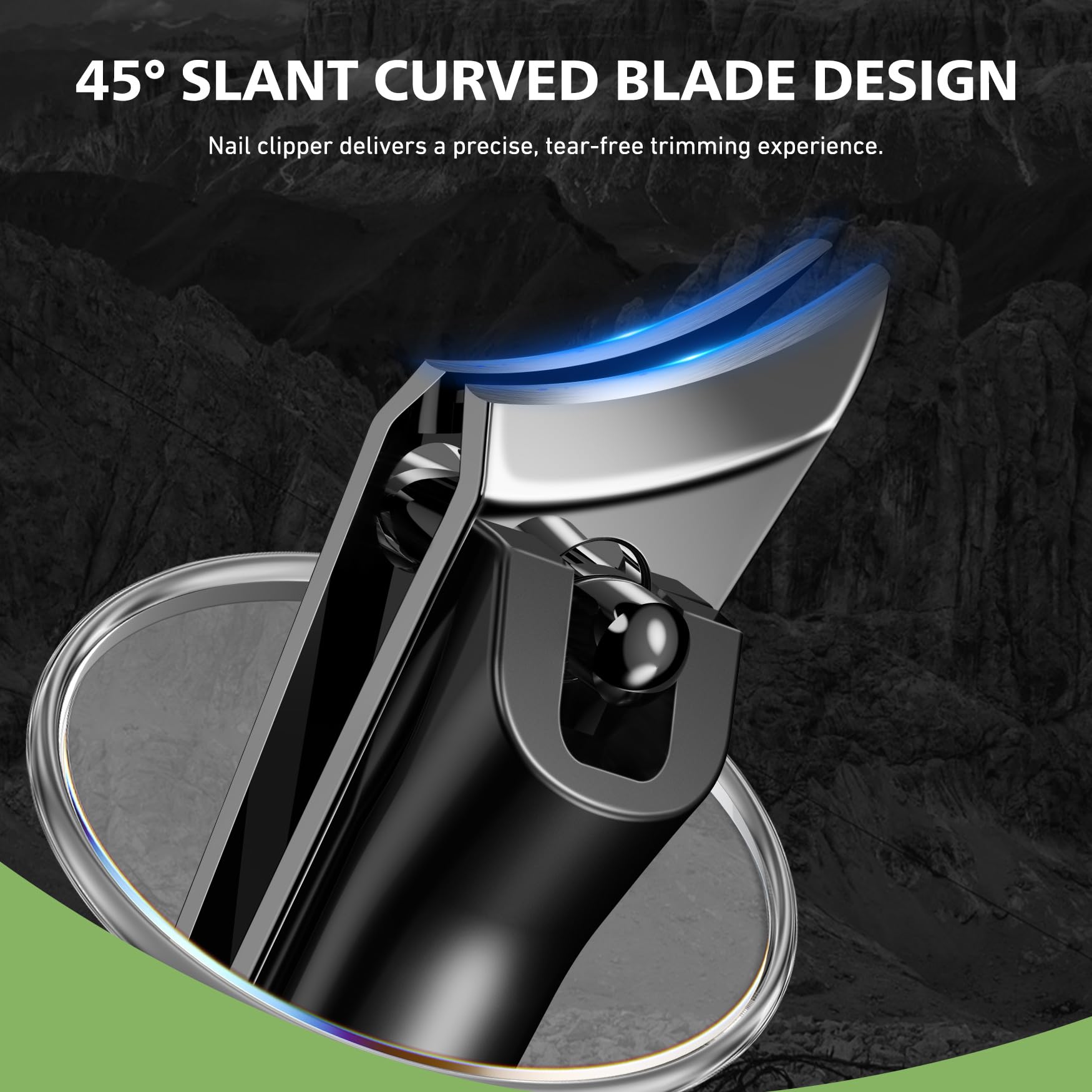Close up of Baluca nail clipper 45 degree slanted jaw