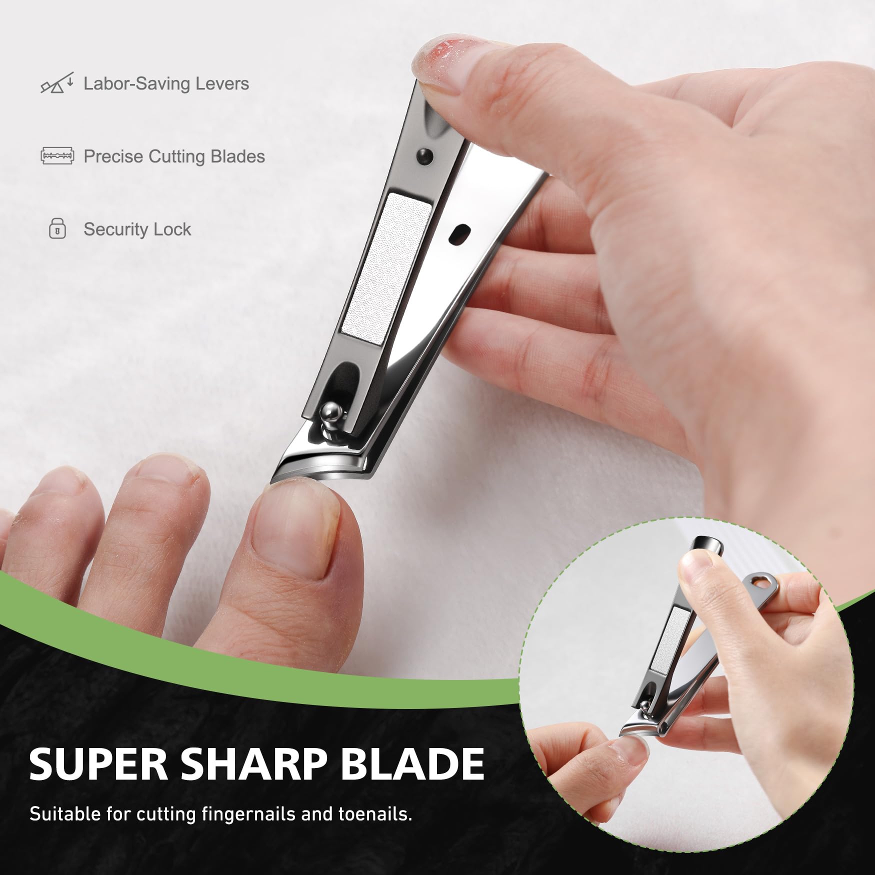 Baluca heavy duty nail clipper with integrated nail file feature
