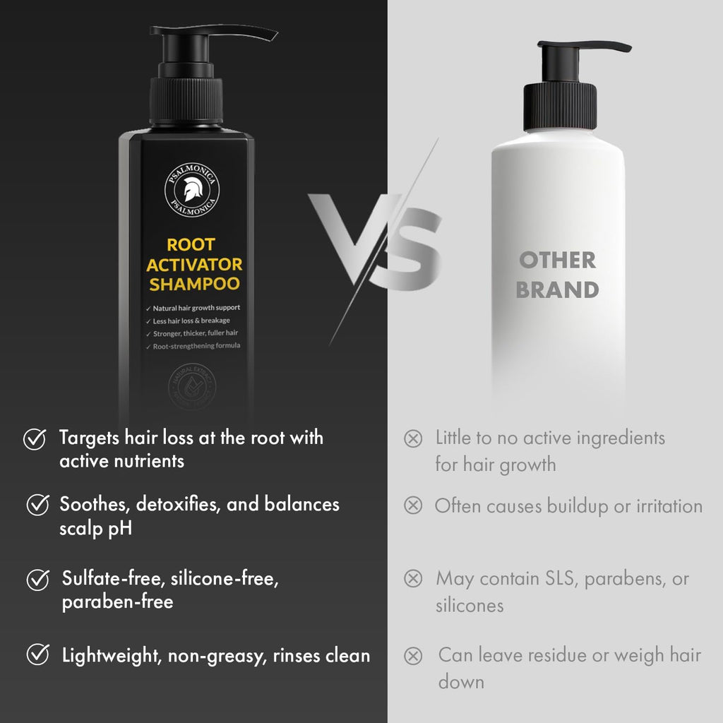 Psalmonica Spartan Root Activator Shampoo side profile showing dimensions