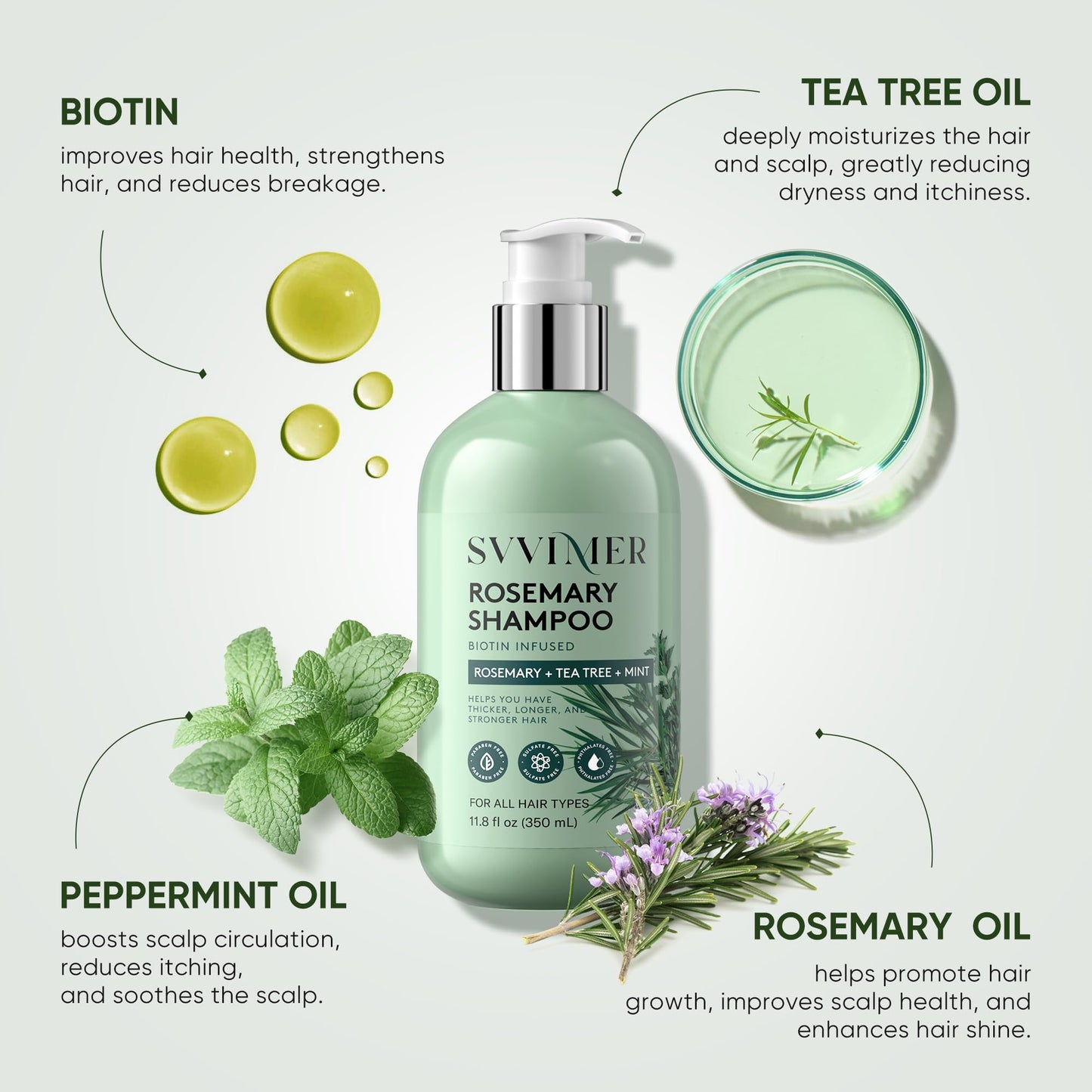 Svvimer anti hair loss rosemary shampoo lathering texture demonstration