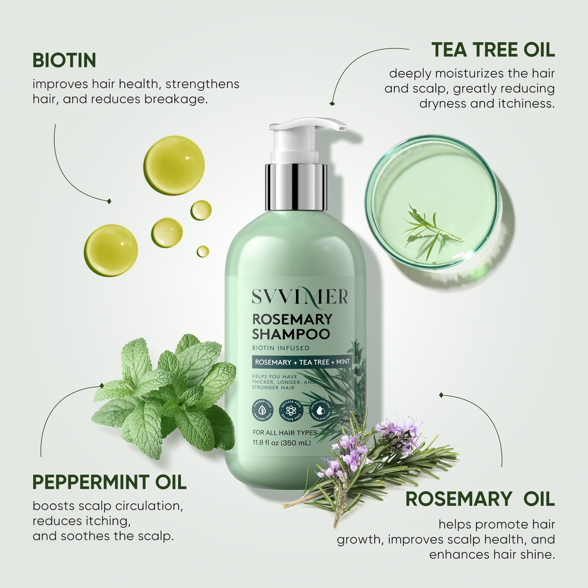 Svvimer anti hair loss rosemary shampoo lathering texture demonstration
