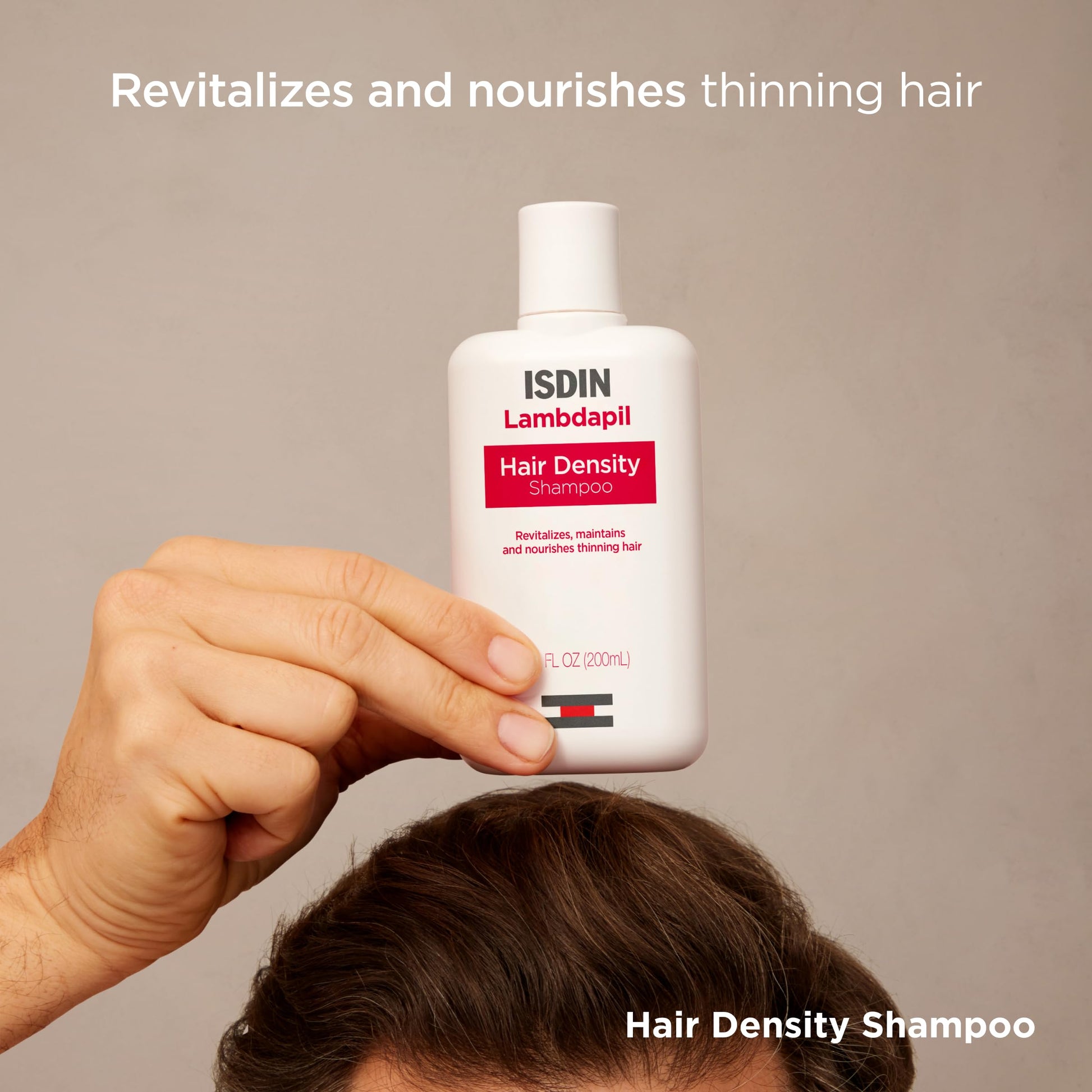 Back label of ISDIN Lambdapil hair loss shampoo detailing usage instructions