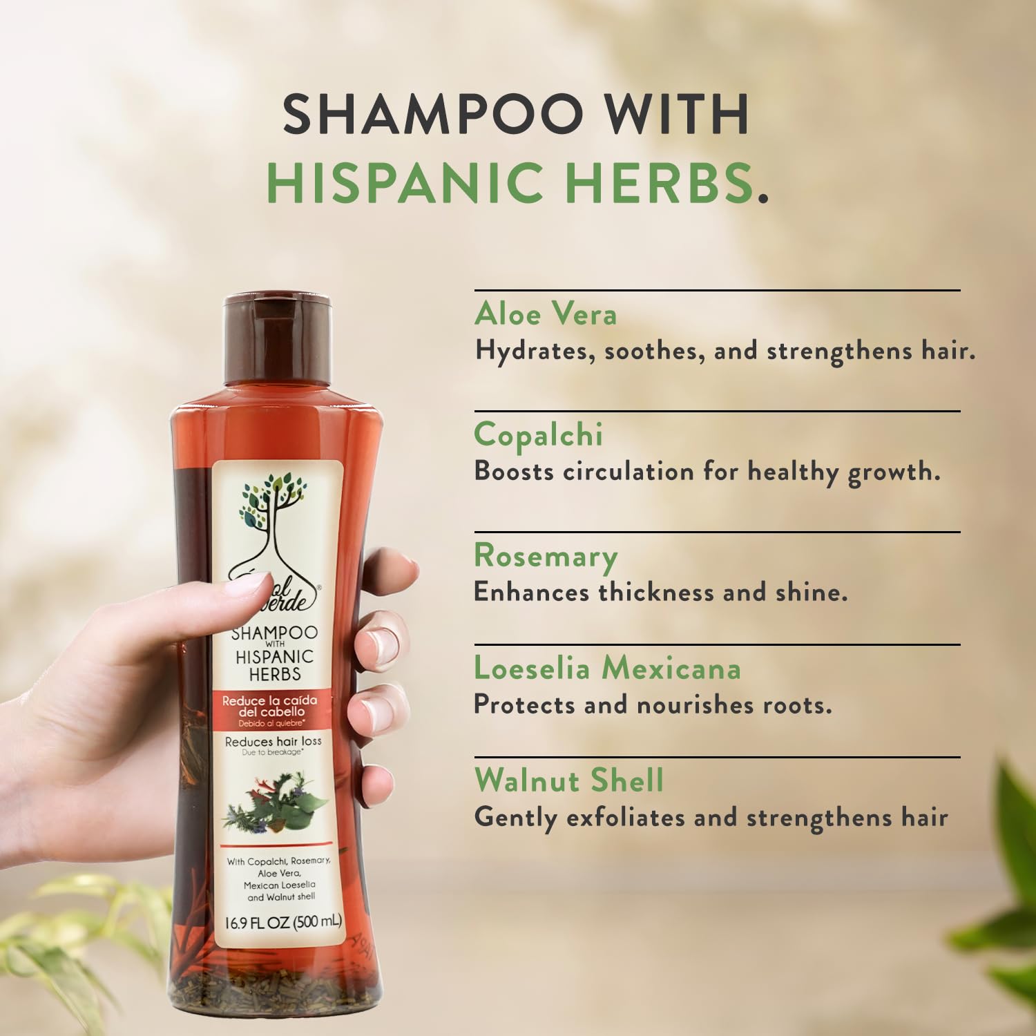 Arbol Verde natural plant extract shampoo for hair strengthening and volume