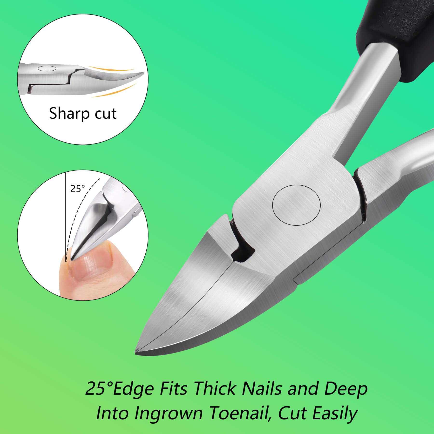 Feiccier toenail trimmer with ergonomic soft grip handle