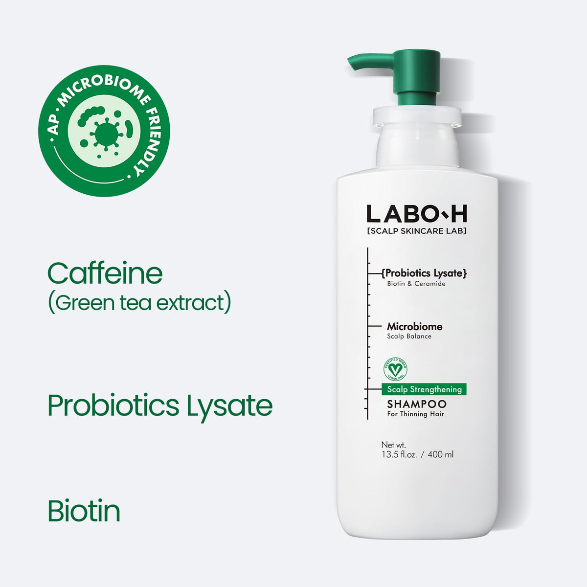Labo-H Scalp Strengthening Shampoo back label showing ingredients and directions