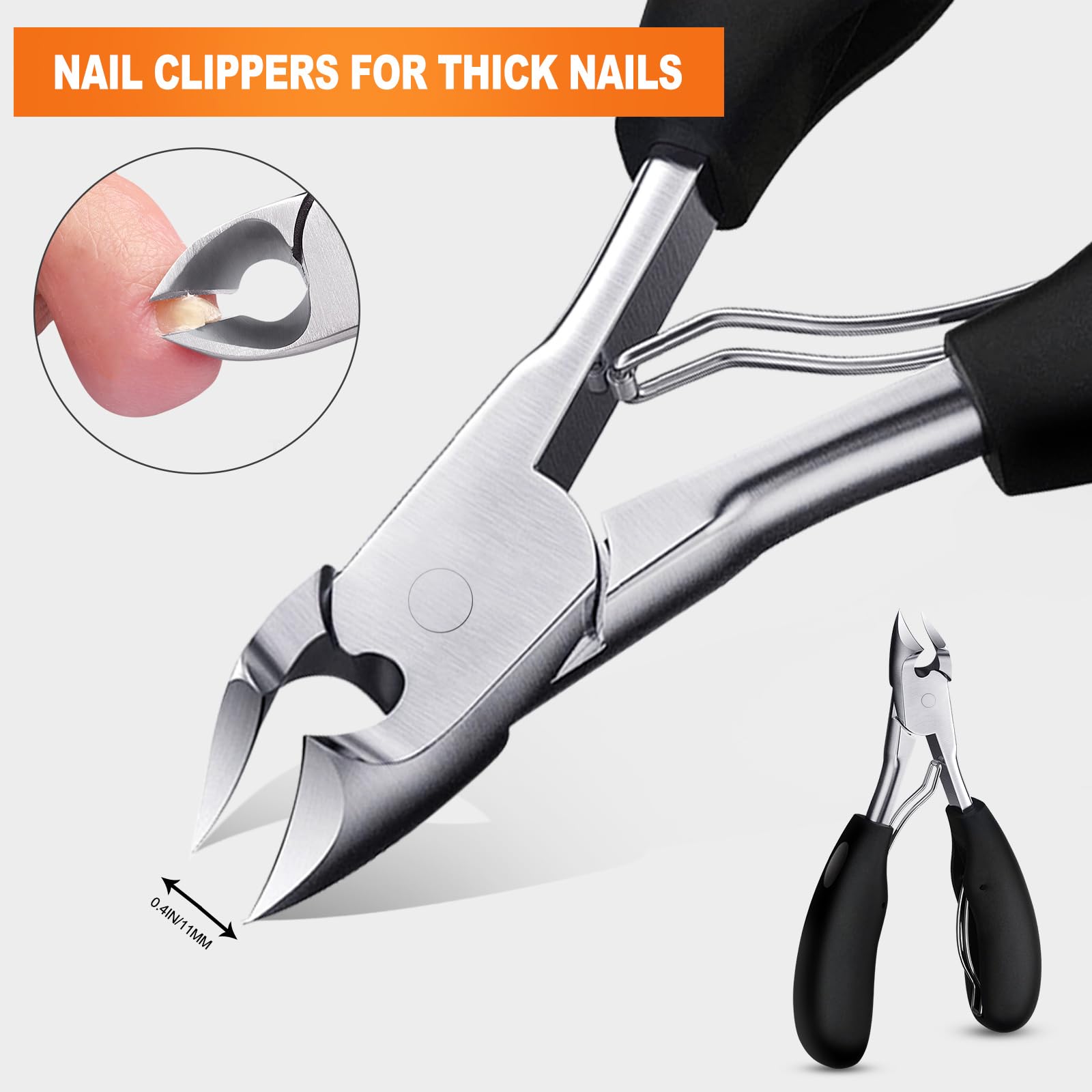 Heavy duty stainless steel toenail nipper side view