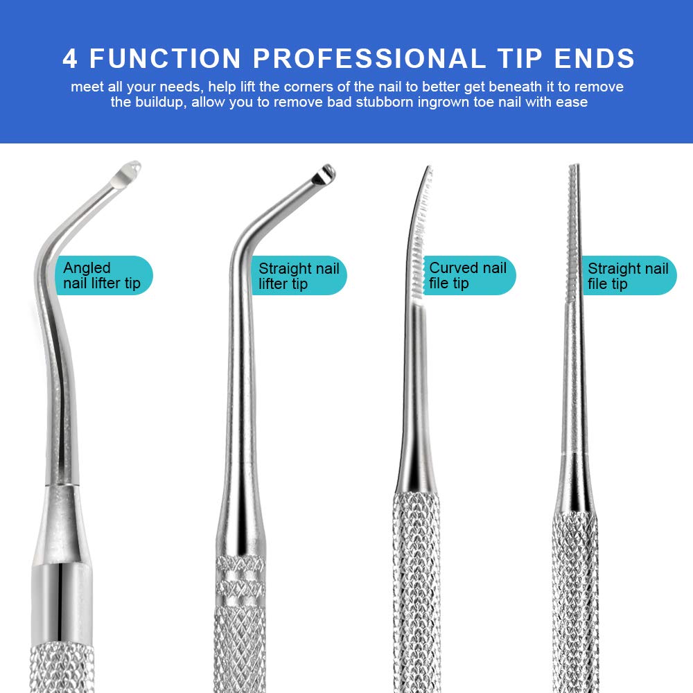 Top down view of silver ingrown toenail removal tools