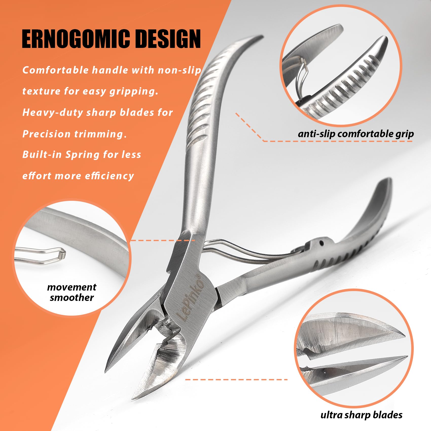 Side profile of Moosec professional ingrown nail clipper