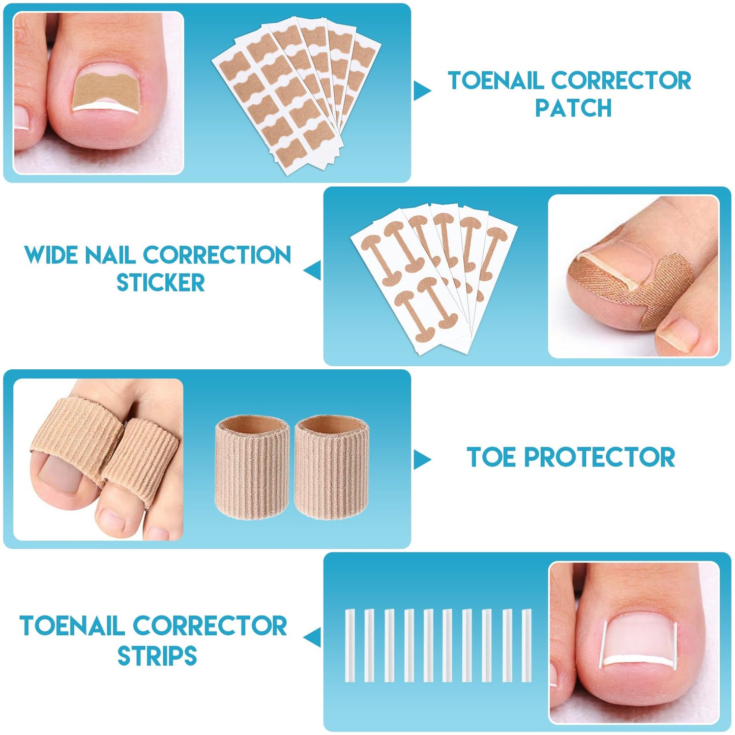 Ingrown toenail corrector patches and lifter tool