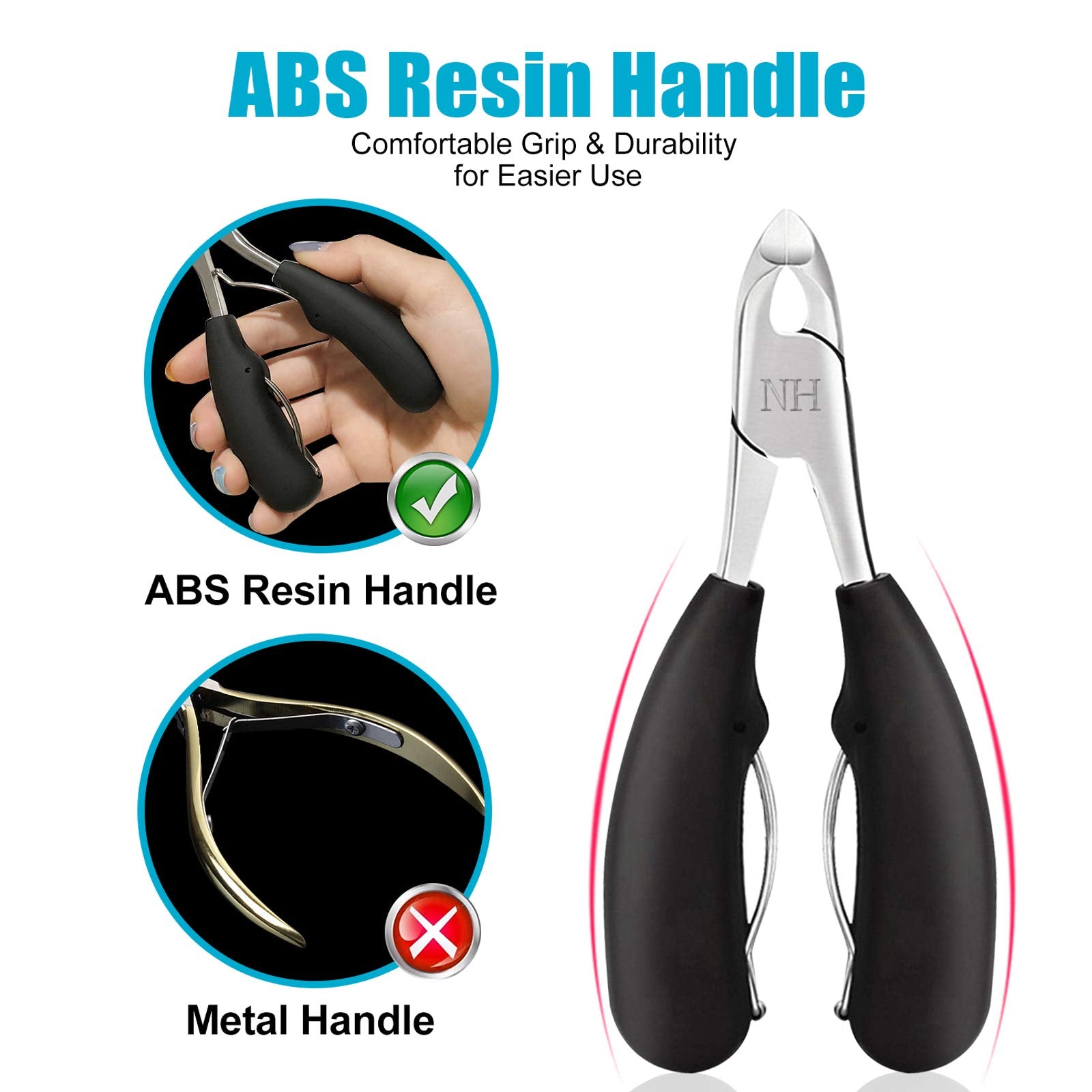Professional ergonomic toenail clippers for seniors showing non-slip grip