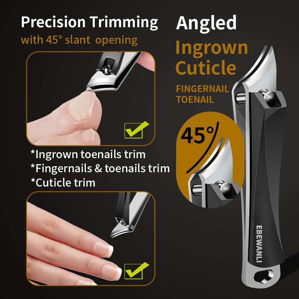 Ebewanli ergonomic black handle nail clippers for seniors