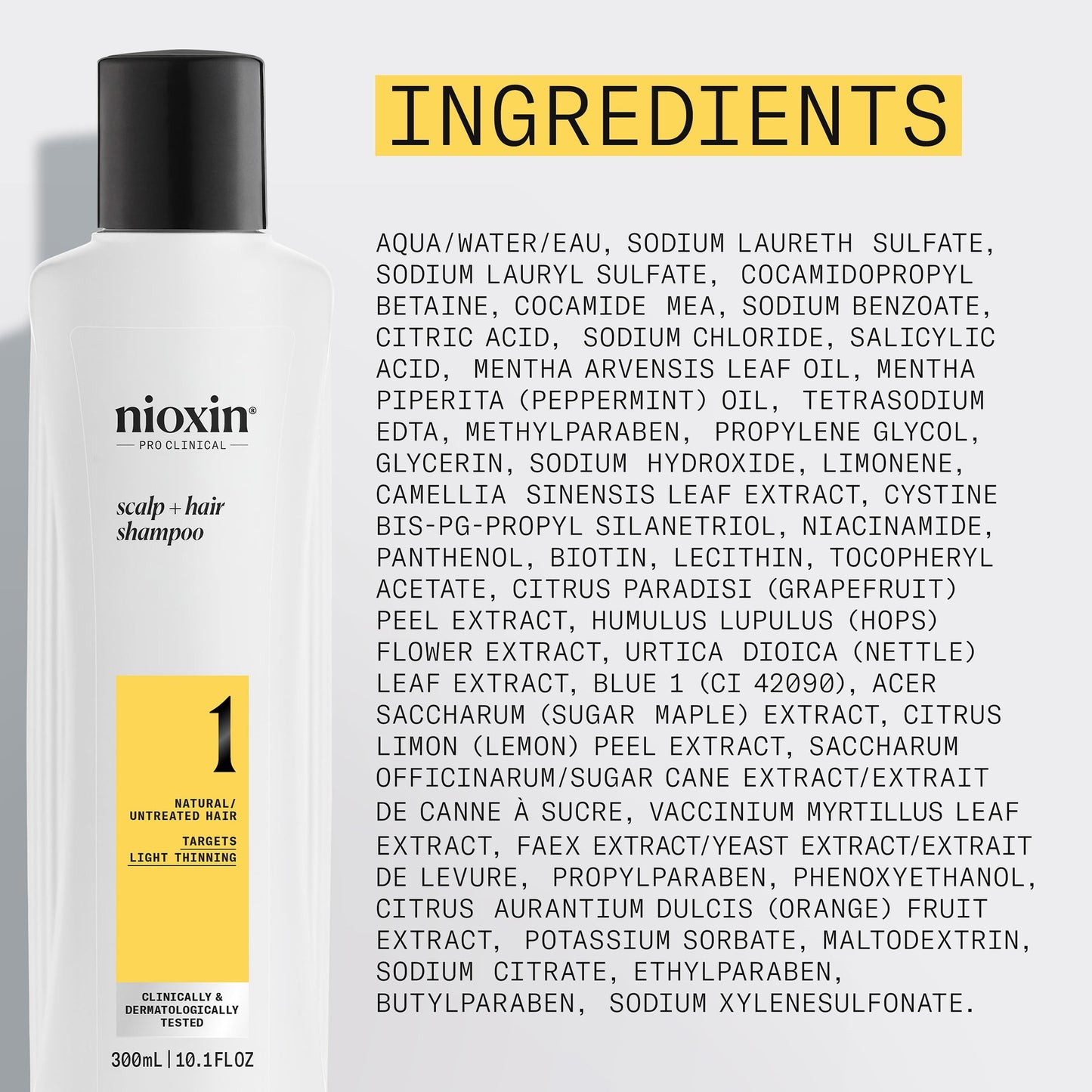 USA sourced Nioxin System 1 shampoo bottle showcasing premium anti breakage solution