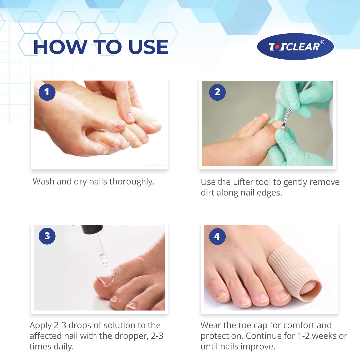 Totclear toenail kit contents spread out