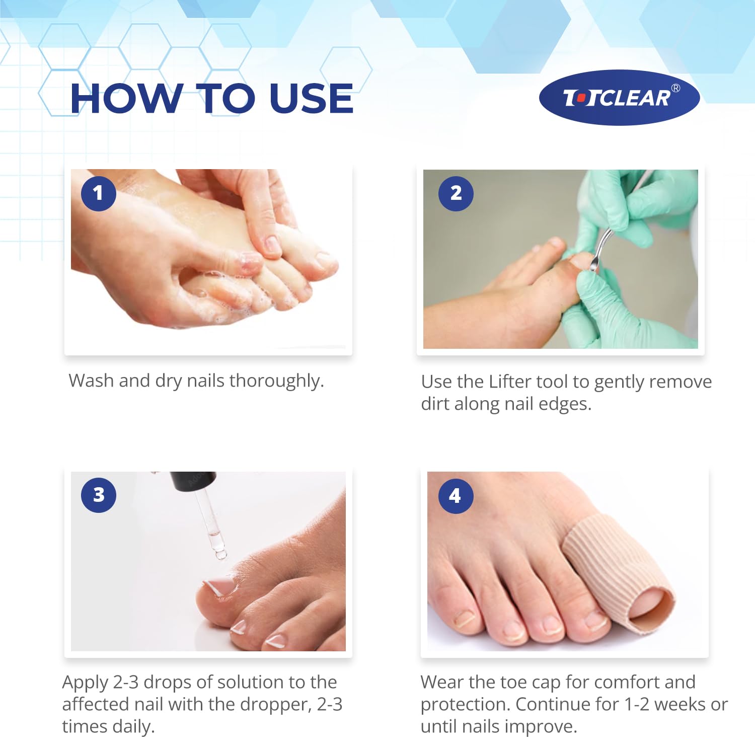 Totclear toenail kit contents spread out