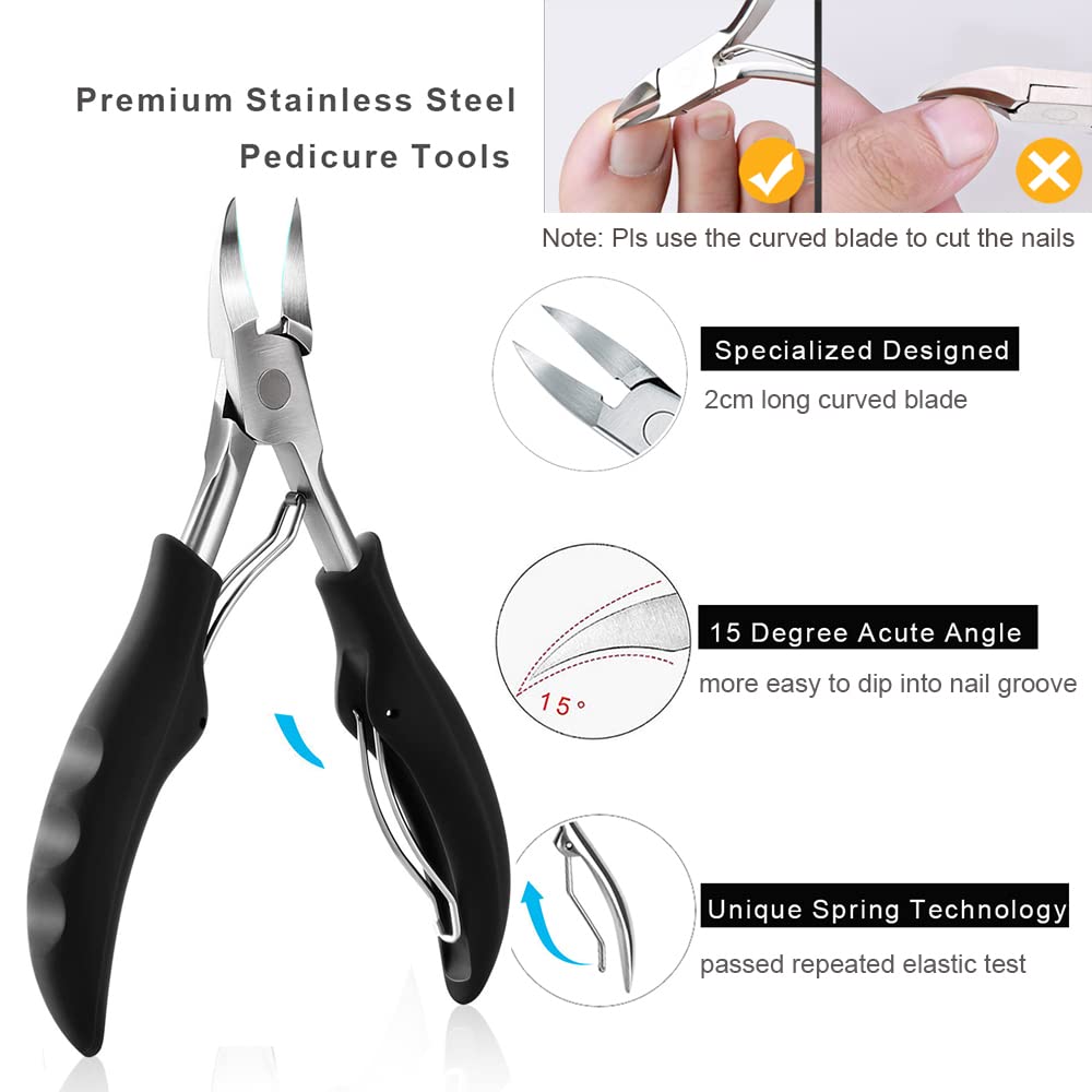 Surgical grade stainless steel pedicure clippers for ingrown nails