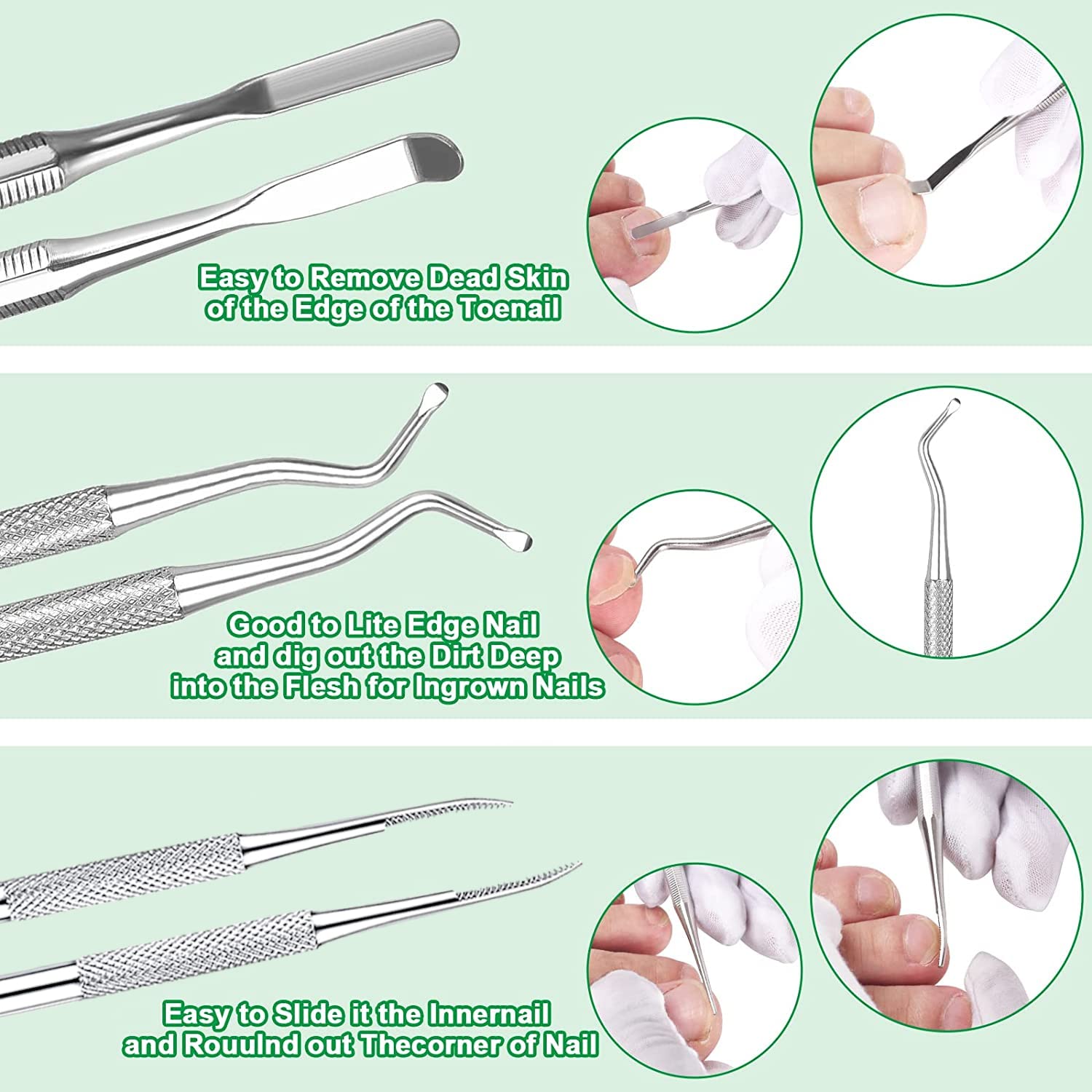 Close up of textured handle on nail care tools