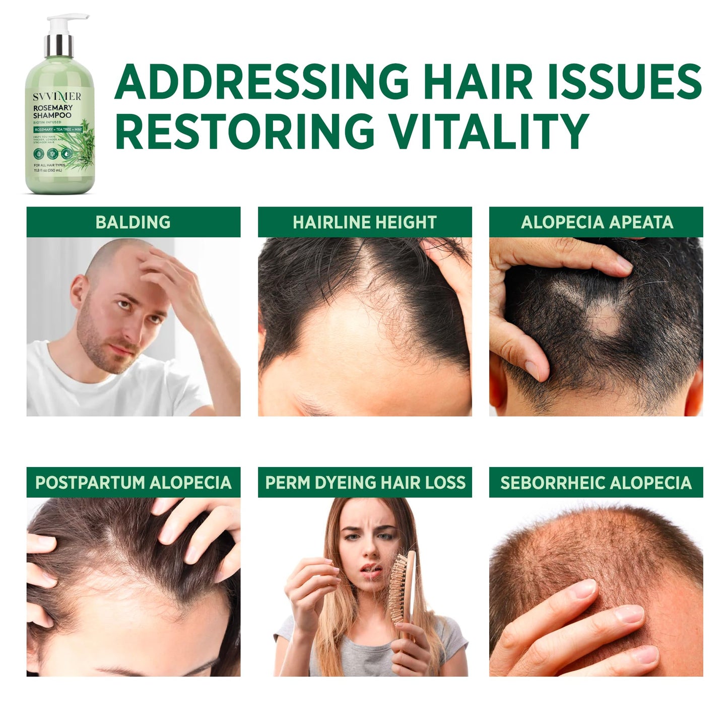 Svvimer mint and rosemary hair fall control shampoo setup on a clean surface