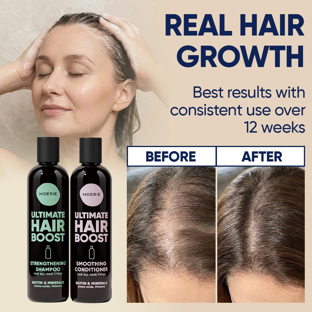 Moerie ultimate hair boost strengthening shampoo texture and packaging
