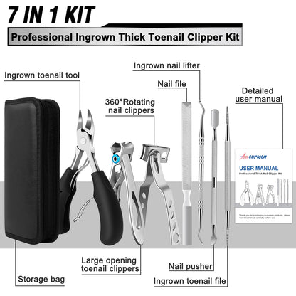 7 piece professional nail clipper kit for thick nails
