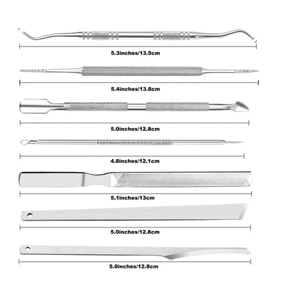 Close up of Zizzon stainless steel nail lifters and files