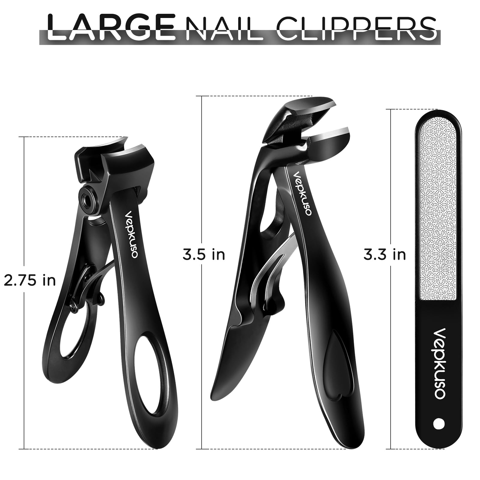 Vepkuso heavy duty toenail clipper showing 15mm wide jaw opening