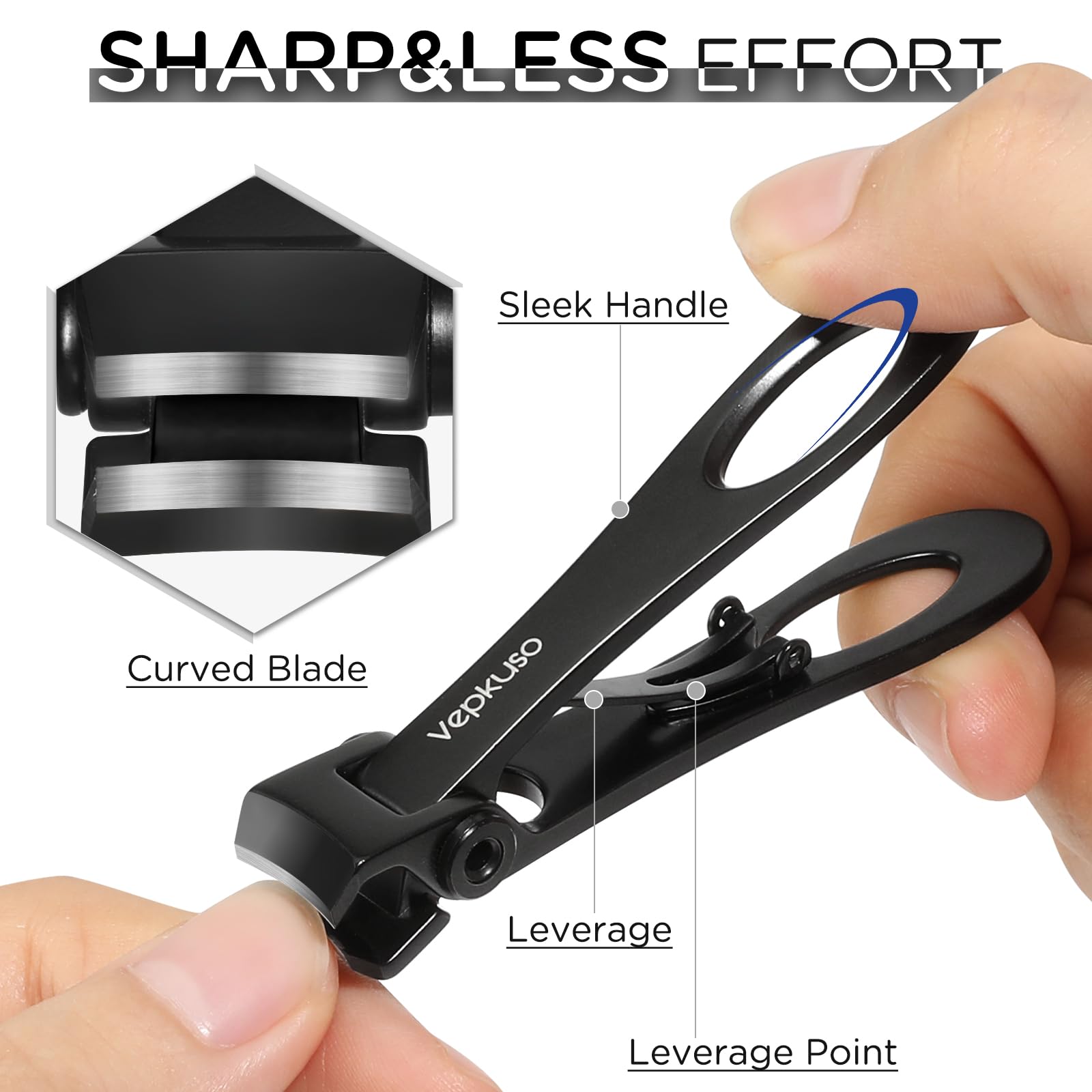 Vepkuso angled head nail clipper design for easy reach