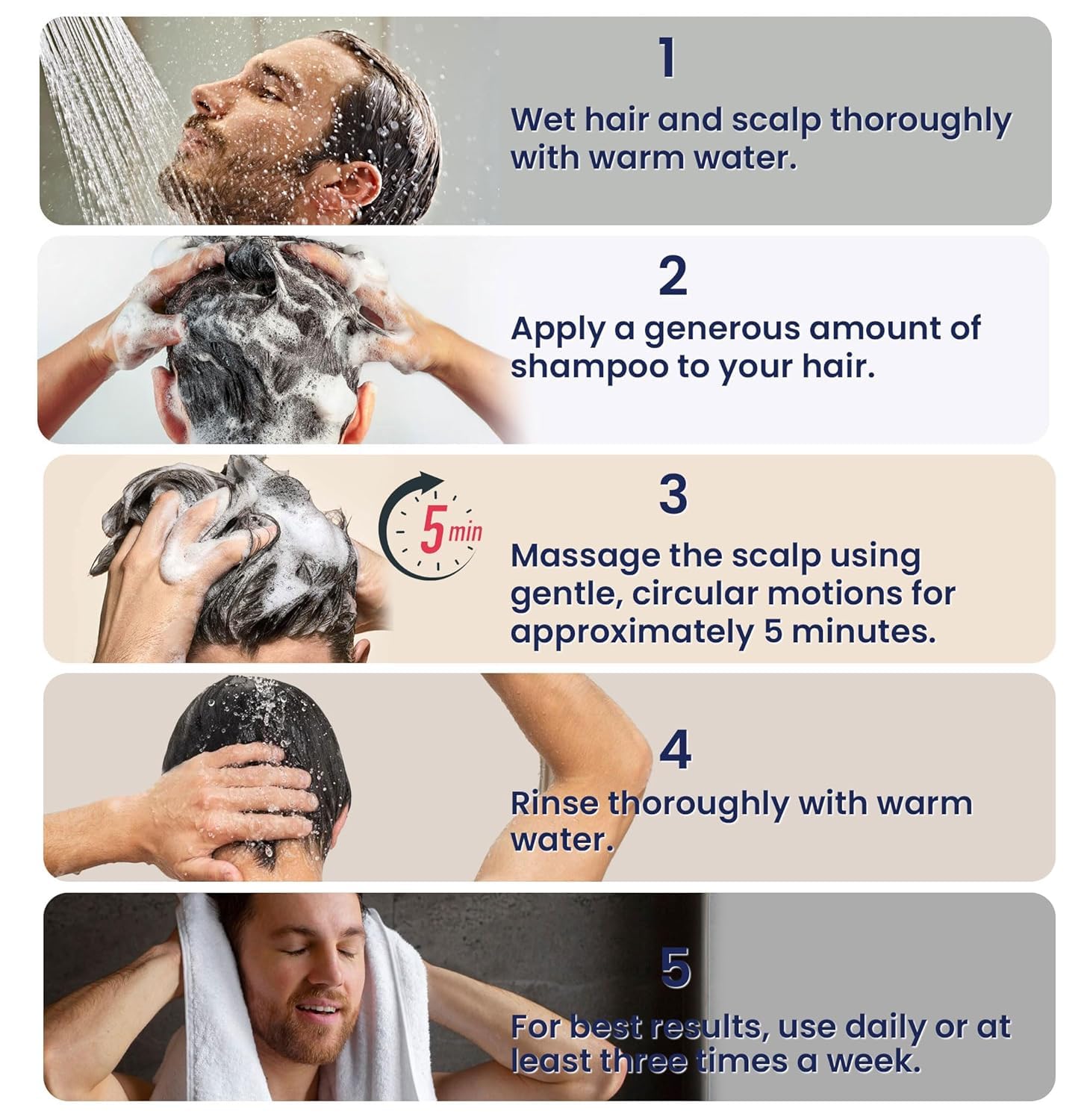 Close up of imported USA beauty product bottle detailing scalp clarifying benefits for active men