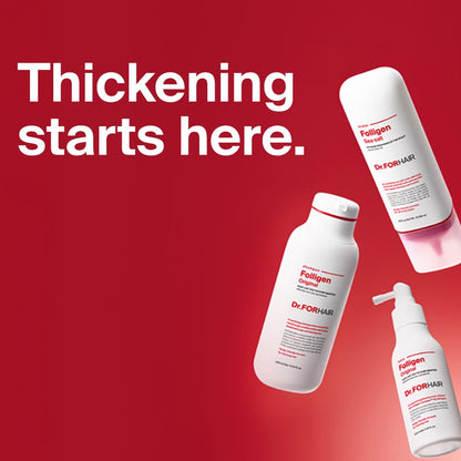 Texture and lather demonstration of Dr.FORHAIR Folligen hair loss prevention shampoo.