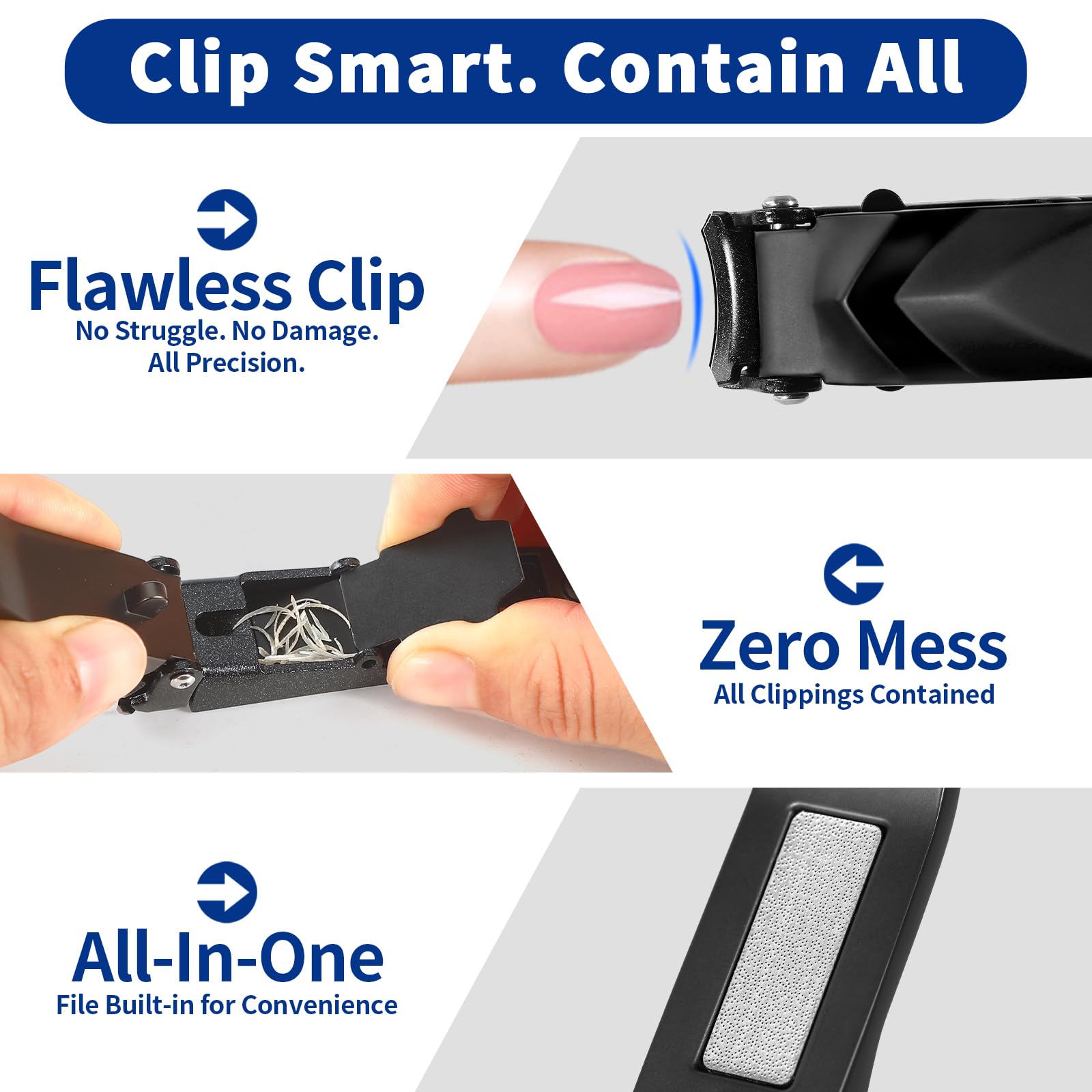 SZQHT nail clippers with catcher open to show clipping storage