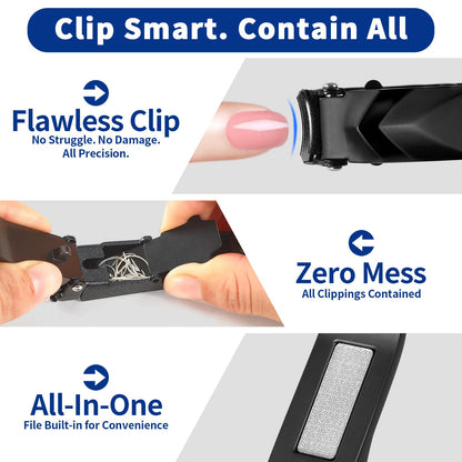 SZQHT nail clippers with catcher open to show clipping storage