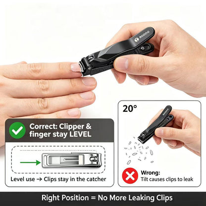 SZQHT nail clippers being held for demonstrate size and scale